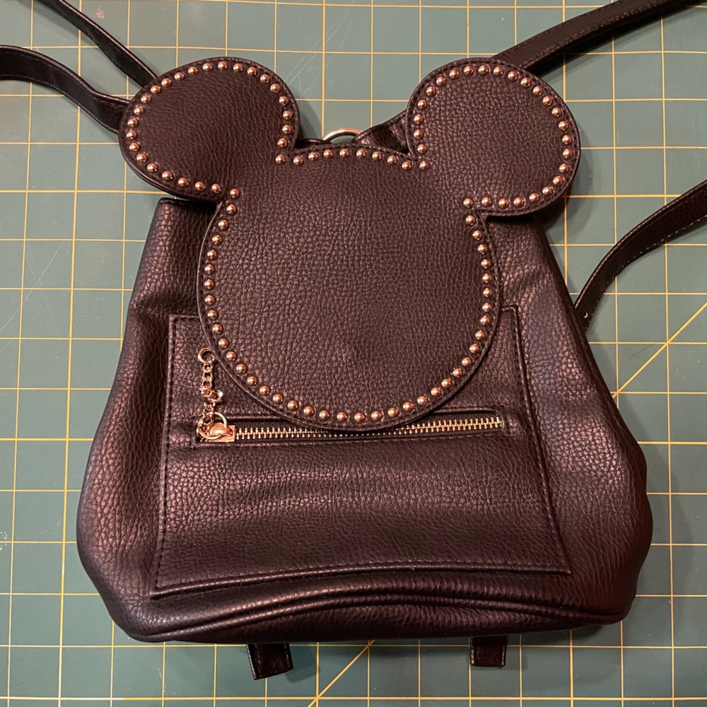 Danielle Nicole Disney Mickey Mouse Black Gold Collection Mini Backpack Purse